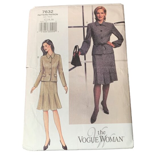 Vogue Woman 7632 Sewing Pattern Sizes 12-16 Shirt Skirt Set Career Wear Uncut - Picture 1 of 2